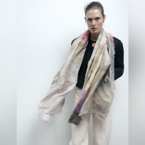 Zara Modal/Silk Blend Printed Scarf.